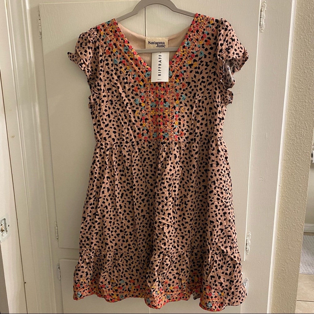 NWT embroidered leopard dress